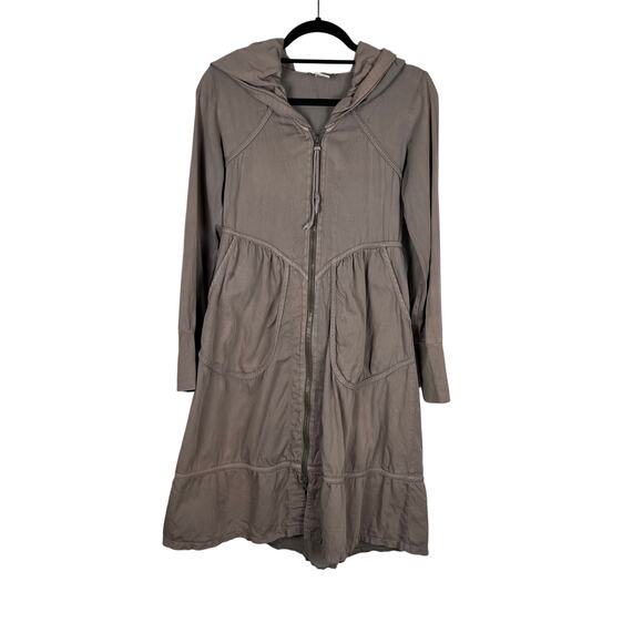 Prairie Underground Long Cloak Distressed Full Zip Hoodie in Tunnel Small Flaw - Picture 1 of 11